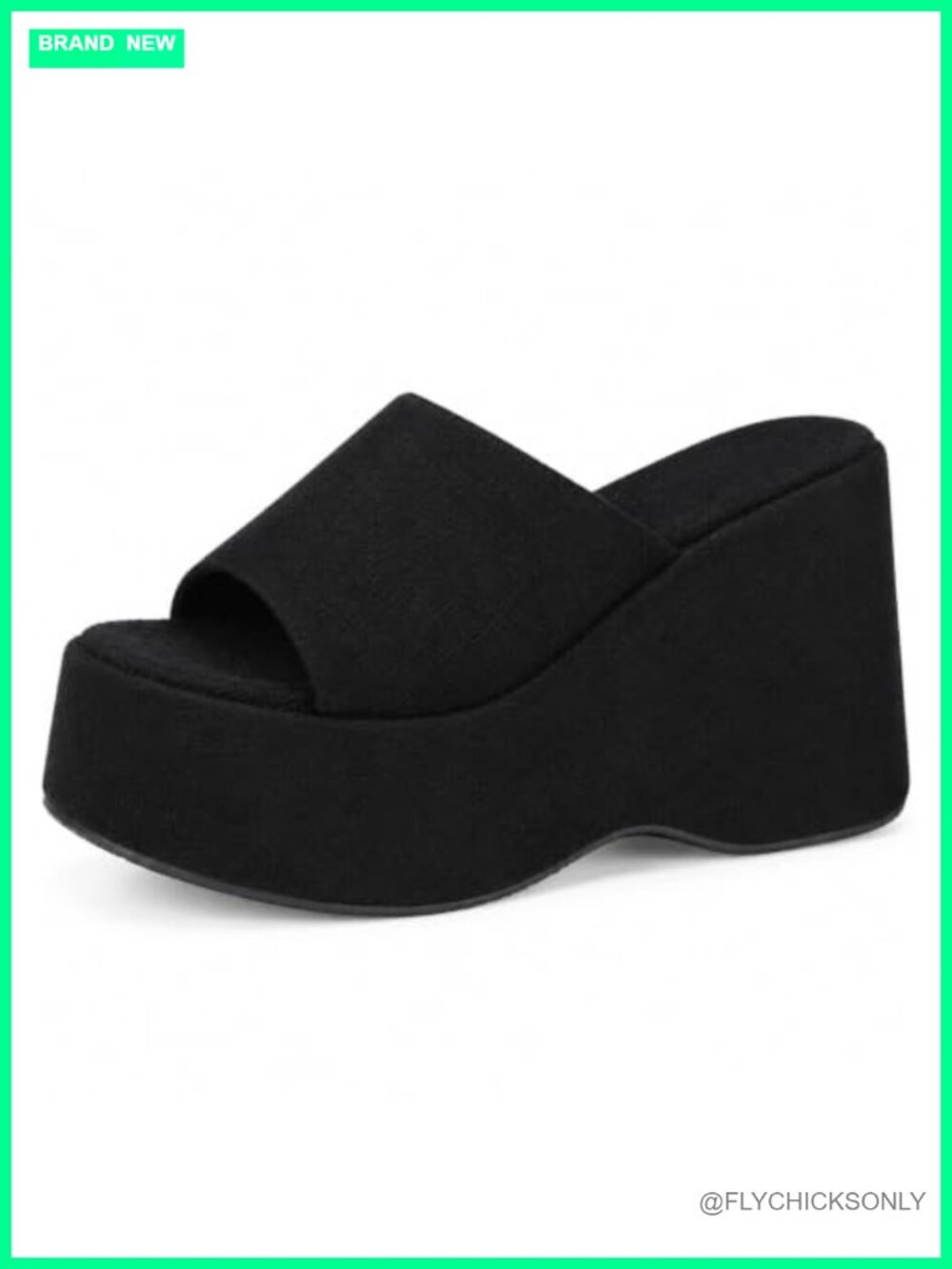 Suede Platform Wedge Heel Slide Sandals Y2K Open Toe Slip-On Comfortable